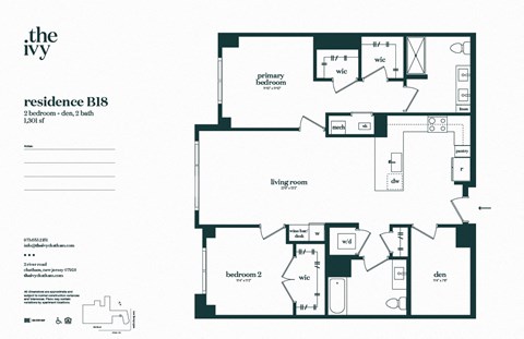 B18-AP-B16 Floor Plan at The Ivy, New Jersey, 07928